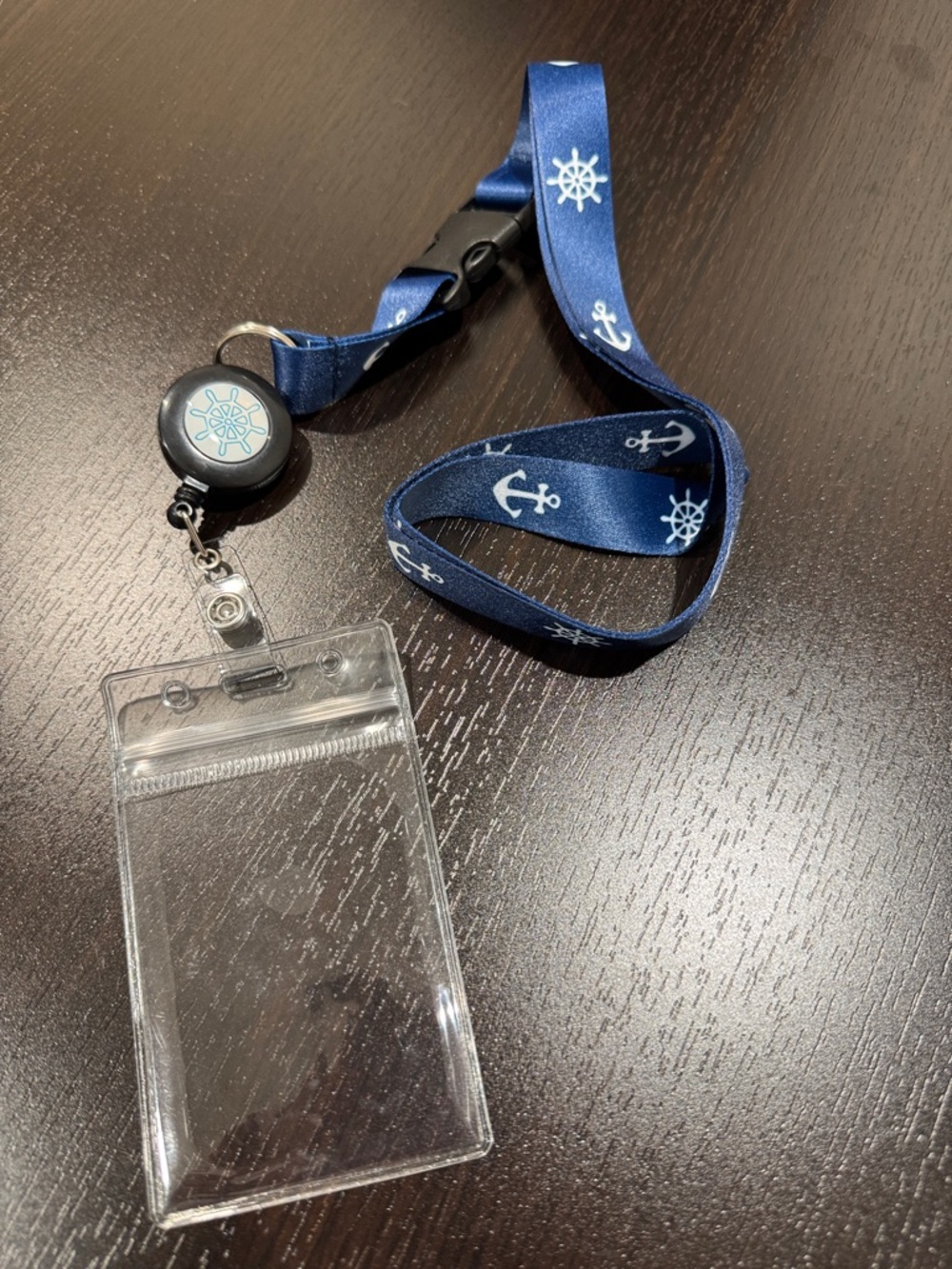 Navy Anchor & Ship Wheel Lanyard with Clear Badge Holder